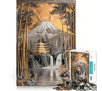 Rompecabezas japonés Serene Gold de 1000 Piezas para Adultos Juguete de lógica Estimulante para un Juego Relajante Bordes Transparentes Regalo conmovedor (50x75cm)