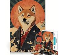Rompecabezas japonés Shiba Inu Kimono de 1000 Piezas para Adolescentes Juguete para Pensar y reflexionar Divertido y fácil de Usar 38x52cm