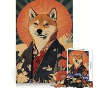 Rompecabezas japonés Shiba Inu Kimono para Adultos, 1000 Piezas, fortalece la Memoria, Alivia el estrés, Borde Liso, Regalo conmovedor 38x26cm