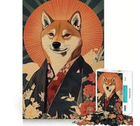 Rompecabezas japonés Shiba Inu Kimono para Adultos, 1000 Piezas, fortalece la Memoria, Alivia el estrés, Borde Liso, Regalo conmovedor 38x26cm