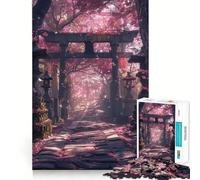 Rompecabezas japonés Torii Gate Sakura de 1000 Piezas para Adolescentes, Juguete de razonamiento y Habilidad, Tranquilo, calmado, Corte Exacto, Sorpresa navideña 38x26cm