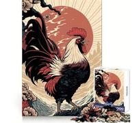 Rompecabezas japonés Ukiyo-e de Gallo, 1000 Piezas, para Adolescentes, Juguete de lógica, Tren, Tranquilo, Divertido, Corte Suave, Bonito Regalo (38x26cm)