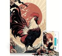 Rompecabezas japonés Ukiyo-e de Gallo, 1000 Piezas, para Adolescentes, Juguete de lógica, Tren, Tranquilo, Divertido, Corte Suave, Bonito Regalo (38x26cm)