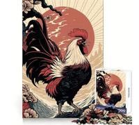 Rompecabezas japonés Ukiyo-e de Gallo de 1000 Piezas para Adultos y Adolescentes Juguete Intelectual para el hogar Disfrute de un Corte de Calidad Regalo clásico (38x52cm)