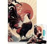 Rompecabezas japonés Ukiyo-e de Gallo para Adolescentes, 1000 Piezas, Juguete para ejercitar la Mente, Arte Relajante, (50x75cm)
