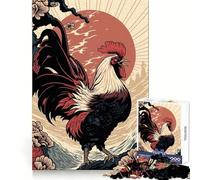 Rompecabezas japonés Ukiyo-e de Gallo para Adolescentes, 1000 Piezas, Juguete para ejercitar la Mente, Arte Relajante, (50x75cm)