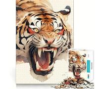 Rompecabezas japonés Vintage de Tigre de 1000 Piezas para Adolescentes Diversión para estimular la Mente Manualidad de Corte de Alta precisión Actividad Relajante para desconectar (38x26cm)