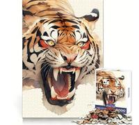 Rompecabezas japonés Vintage de Tigre de 1000 Piezas para Adolescentes: fortalecimiento Cerebral, Escape Tranquilo, Encaje Firme, Feliz Navidad (38x52cm)