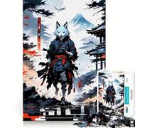 Rompecabezas japonés Warrior Kitsune Wolf de 1000 Piezas para Adolescentes Juego para estimular la Mente Montaje Firme y Seguro Actividad Divertida para Toda la Familia (38x26cm)
