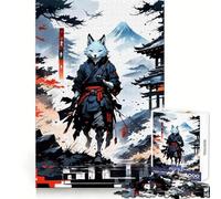 Rompecabezas japonés Warrior Kitsune Wolf para Adolescentes, 1000 Piezas, para desarrollar la Inteligencia y la Habilidad Un Escape Tranquilo y Limpio (38x52cm)