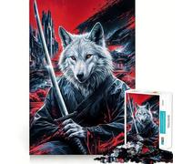 Rompecabezas japonés Wolf Samurai de 1000 Piezas Juego de Ejercicios mentales Encaje Huecos Desafío Interactivo para el Cerebro en casa (38x26cm)