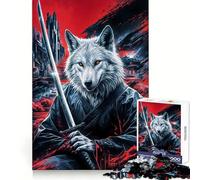Rompecabezas japonés Wolf Samurai para Adolescentes, 1000 Piezas, fácil de Recordar, Ideal para Actividades de Ocio, Corte Impecable, (38x52cm)