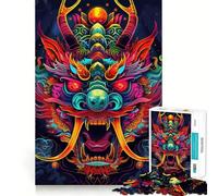 Rompecabezas japonés Yokai neón de 1000 Piezas para Adultos Juego de ingenio para relajar la Mente Bordes Afilados Regalo Premium (38x26cm)