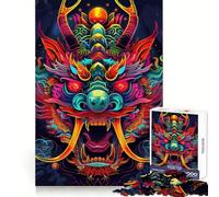Rompecabezas japonés Yokai neón de 1000 Piezas para Adultos Juego de ingenio para relajar la Mente Bordes Afilados Regalo Premium (38x26cm)