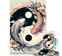 Rompecabezas japonés Zen de Peces koi Yin Yang,1000 Piezas,Juego de lógica y Pensamiento,artesanía de Corte experta,Tiempo de Tranquilidad,Ejercicio Mental en casa (38x26cm)