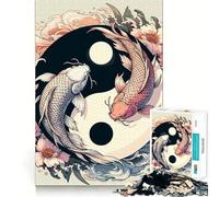 Rompecabezas japonés Zen de Peces koi Yin Yang de 1000 Piezas para Adultos Juego para Mejorar la Memoria Juego de Corte de Calidad Profesional Actividad para Compartir y Disfrutar (38x52cm)