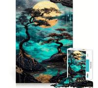 Rompecabezas Jardín Zen con Luna Dorada 1000 Piezas Juego de ingenio Mental Piezas de Ajuste preciso Actividad Relajante para Grupos en Interiores (50x75cm)