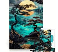 Rompecabezas Jardín Zen con Luna Dorada de 1000 Piezas Juego cognitivo Divertido con Estructura de Encaje preciso Actividad para Fortalecer los Lazos Familiares (38x26cm)