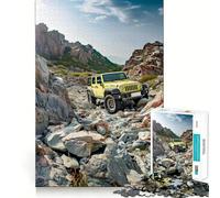 Rompecabezas Jeep Todoterreno Amarillo de 1000 Piezas para Adultos Piensa,Entrena,Juega Cierre Seguro,sin Piezas Sueltas aliviar el estrés (38x52cm)