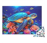 Rompecabezas Jigaw de 1000 Piezas Arrecife de Tortugas con diseño de Tortugas y corales. Juego Educativo para Adultos de 12 años en adelante. Hermosa decoración. Ideal para 70x50cm. Regalo.