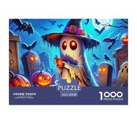 Rompecabezas Jumbie Pumpkins de 1000 Piezas para Adultos: Bruja Fantasma con Calabazas en el Cementerio para Adultos y niños Mayores de 12 años, Regalo de 52 x 38 cm/1000 Piezas
