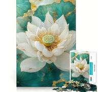 Rompecabezas Kintsug de Flor de Loto Blanca de 1000 Piezas para Adolescentes Actividad Divertida para estimular la Mente de Alta precisión para Cortar y Relajarse (38x52cm)