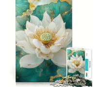 Rompecabezas Kintsug de Flor de Loto Blanca para Adultos 1000 Piezas Juego de Memoria Cerebral Corte láser para un Ajuste Perfecto aliviar el estrés (50x75cm)