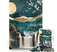 Rompecabezas Kintsugi de 1000 Piezas con Paisaje de Cascada para Adolescentes Fomenta el Pensamiento Claro, estimula el Pensamiento y Permite un Encaje Firme Un Bonito Regalo (50x75cm)