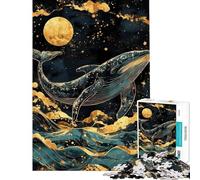 Rompecabezas Kintsugi de 1000 Piezas para Adolescentes diseño de Ballena bajo la Luna Ideal para Adultos Juego práctico con Corte de precisión Divertidas Actividades en casa (tamaño 38x26cm)
