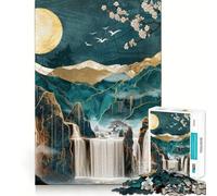 Rompecabezas Kintsugi de Paisaje con Cascada 1000 Piezas Juego de concentración Mental diseño de Ajuste Huecos desafío Cerebral Interactivo para el hogar (50x75cm)