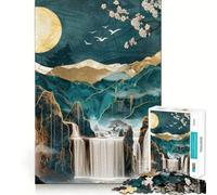 Rompecabezas Kintsugi de Paisaje con Cascada para Adultos 1000 Piezas Juego de Memoria Cerebral Corte Fino Acabado Premium Forma entretenida de Pasar el Tiempo Libre (38x26cm)