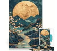Rompecabezas Kintsugi de Paisaje de cerezos en Flor de 1000 Piezas para Adolescentes Mejora la Memoria Recorte Regalo sincero (38x26cm)