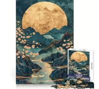 Rompecabezas Kintsugi de Paisaje de cerezos en Flor de 1000 Piezas para Adolescentes Mejora la Memoria Recorte Regalo sincero (38x26cm)