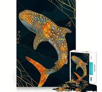 Rompecabezas Kintsugi de tiburón Ballena 1000 Piezas Juego Divertido sin Rebabas Piezas de Corte Limpio portátil Ideal para Viajes (38x52cm)