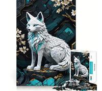 Rompecabezas Kintsugi Kitsune Blanco de 1000 Piezas para Adolescentes diversión para estimular la Mente Manualidades de Corte de Alta precisión Actividad Relajante para desconectar (38x26cm)