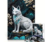 Rompecabezas Kintsugi Kitsune Blanco para Adultos de 1000 Piezas Entrenamiento Mental Escape Sereno Bordes definidos Regalo Creativo (50x75cm)