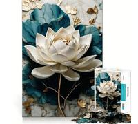 Rompecabezas Kintsugi Loto Blanco para Adultos 1000 Piezas Juego para ejercitar la Mente Corte de precisión Bordes Suaves desafío Divertido para Pasar el Tiempo (38x52cm)