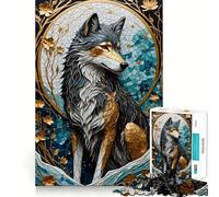 Rompecabezas Kintsugi Wolf Gold de 1000 Piezas Juego Mental Divertido Diseño de Ajuste Huecos reuniones Familiares (38x26cm)
