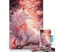 Rompecabezas Kitsune Blanco de Sakura de 1000 Piezas Juguete Que desafía la Mente Troquelado de Alta precisión Un Reto Divertido para Pasar el Tiempo (38x26cm)