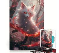 Rompecabezas Kitsune de cerezos Blancos de 1000 Piezas para Adolescentes Diversión tamaño Uniforme Piezas precisas Relajante para Jugar en Grupo en Interiores (38x26cm)