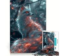 Rompecabezas Kitsune de Flores Blancas Sakura para Adultos 1000 Piezas Juego para estimular la Mente tamaño Uniforme Piezas precisas Ideal para Viajar ejercitar la Mente (50x75cm)