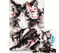 Rompecabezas Kitsune de máscara de Zorro Nekomimi para Adultos, 1000 Piezas, Juguete Intelectual, diversión pacífica, Corte preciso, Lista de Deseos de Santa Claus (50x75cm)