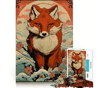 Rompecabezas Kitsune japonés Antiguo de 1000 Piezas Juego de Memoria Cerebral, Cortado con láser Actividad Absorbente para Noches tranquilas (50x75cm)