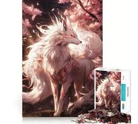 Rompecabezas Kitsune Kitsune Blanco para Adolescentes 1000 Piezas Juego de Memoria Mental Cierre Seguro sin Piezas Sueltas Ideal para Viajar ejercitar la Mente (50x75cm)