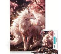 Rompecabezas Kitsune Sakura Blanco de 1000 Piezas Juguete de construcción Focus Ajuste Firme Montaje Seguro Juguete de Entretenimiento para Interiores (38x52cm)