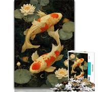 Rompecabezas Koi de 1000 Piezas para Adolescentes, un desafío difícil Que Alivia el estrés y Mejora el Amor en Pareja, 38x26cm