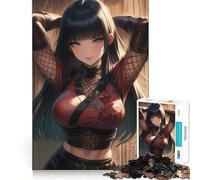 Rompecabezas Kunoichi de la Aldea Juguetona para Adolescentes, 1000 Piezas, Juguete de Pensamiento Sabio, Ocio, Diversión, Decoración de Pared con Corte Claro (38x26cm)