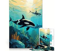 Rompecabezas La bandada de orcas para Adolescentes, 1000 Piezas, para desarrollar la Memoria, Tiempo Libre, Bordes limpios, un Regalo Encantador 38x52cm