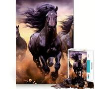 Rompecabezas La Carrera de los Tres Caballos de 1000 Piezas para Adultos Juguete para ejercitar la Mente Momento de Paz Arte Coleccionable de Corte nítido 38x52cm