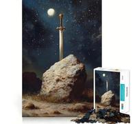Rompecabezas La Espada en la Piedra bajo la luz de la Luna para Adolescentes, 1000 Piezas, Juguete para ejercitar la Mente, fácil y Divertido de armar, Regalo Ideal 38x26cm
